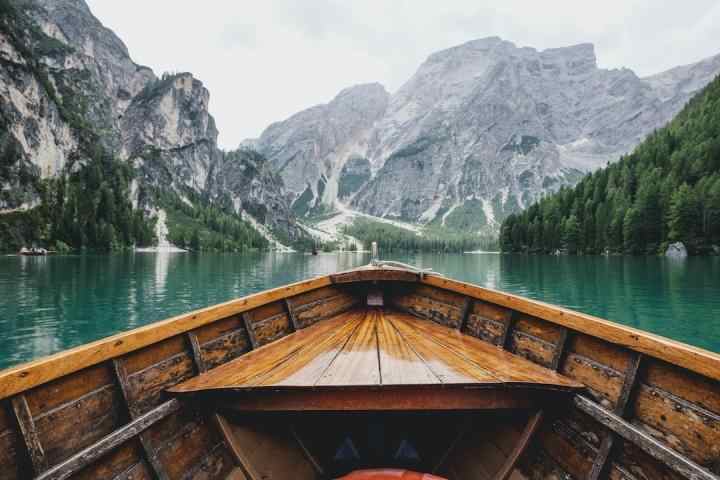 Canoe in Mountain Lake