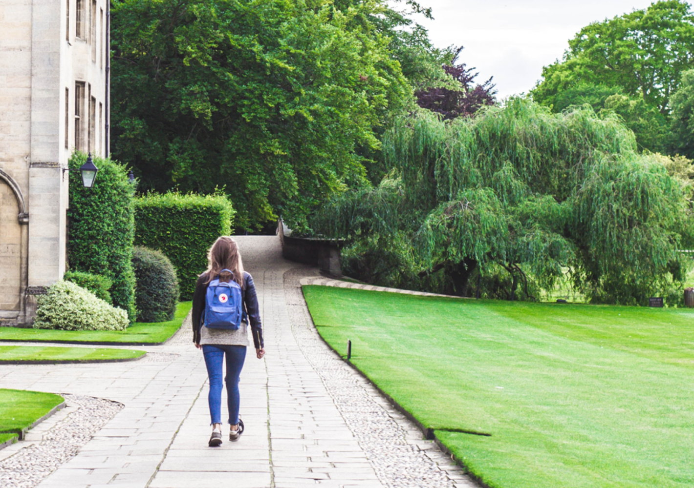 Student walking on college campus